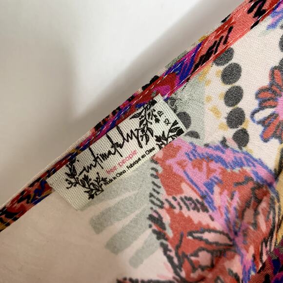 Free People Wildflower Print Maxi Slip Dress Ivory Tea Combo Boho Pink Womens - Picture 9 of 15